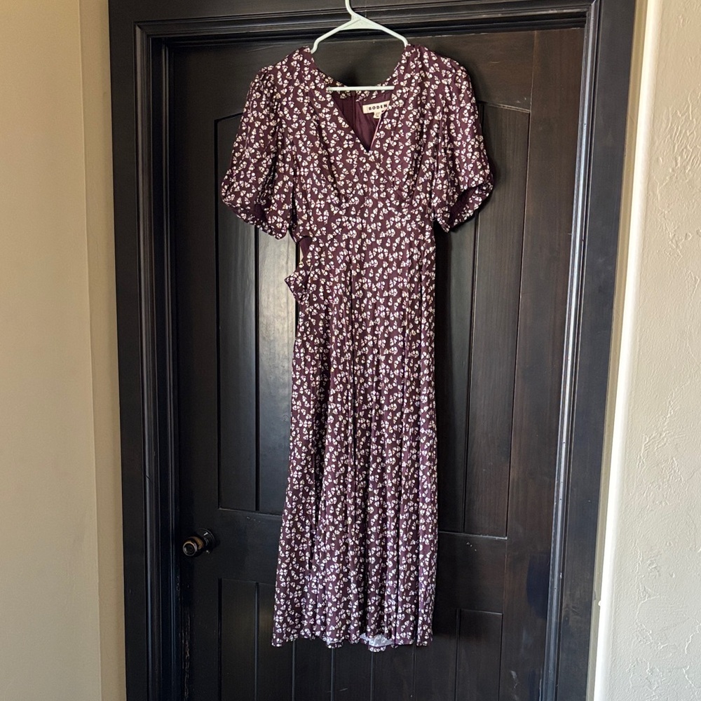 Boden  Dark Purple Floral Midi Dress